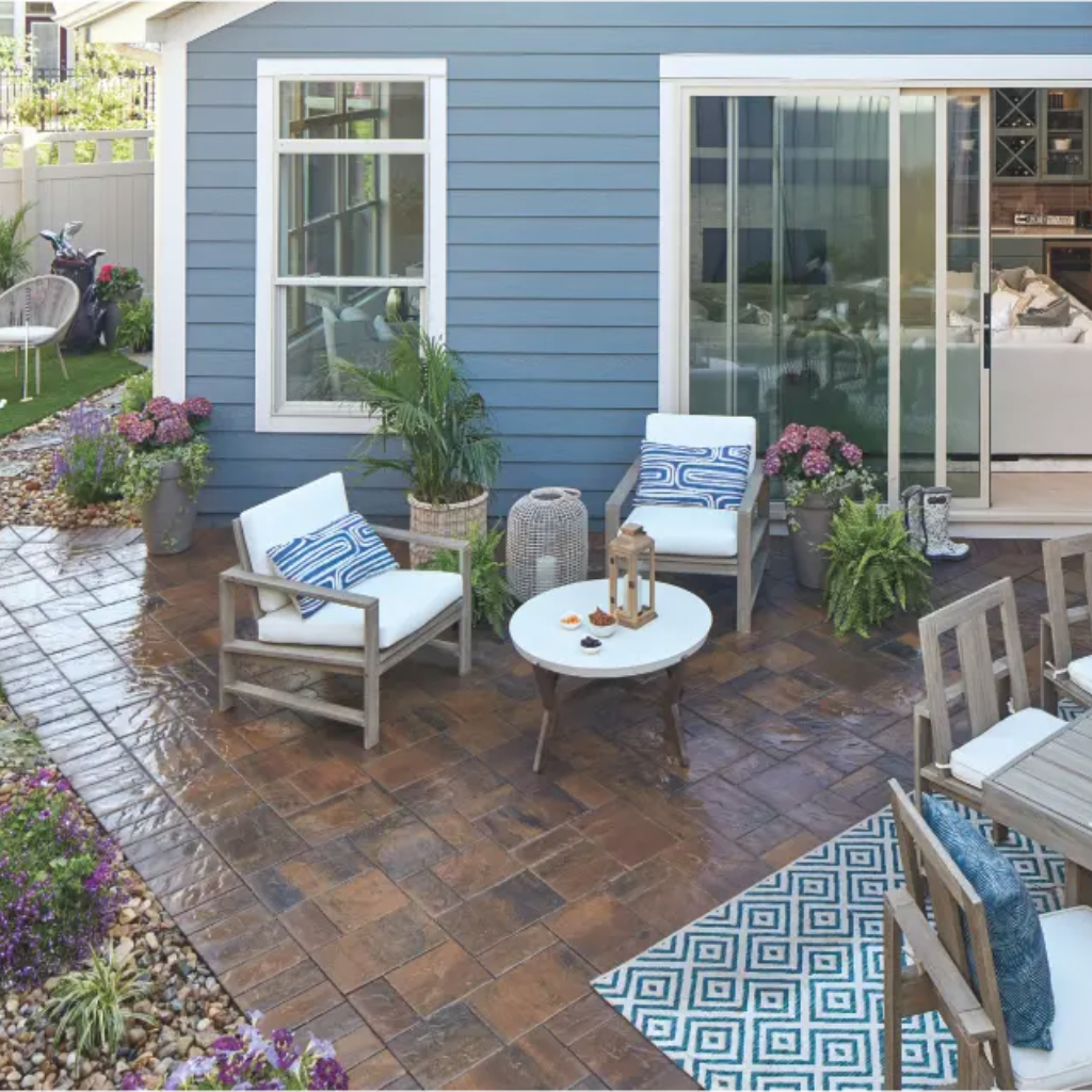 The Provenance model by New Leaf Homes showcases modern design and elegant features in a stylish residential setting.