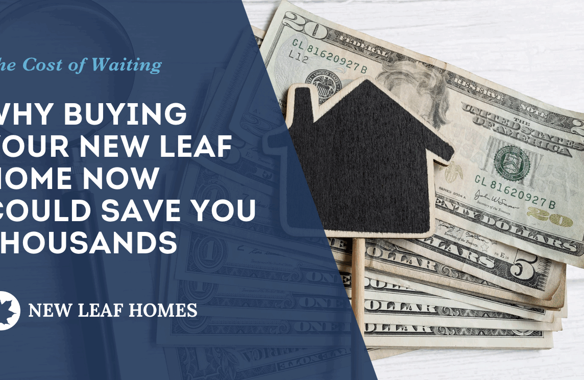 Magnifying glass focusing on a paper house and money, representing the cost of waiting to buy a home and changes in home value over time.