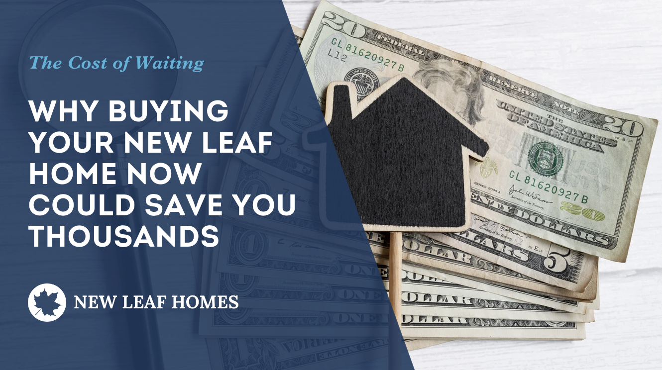 Magnifying glass focusing on a paper house and money, representing the cost of waiting to buy a home and changes in home value over time.